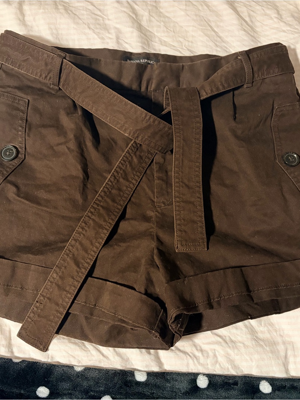Banana Republic Women's Dark Brown High-Waist Belted Shorts